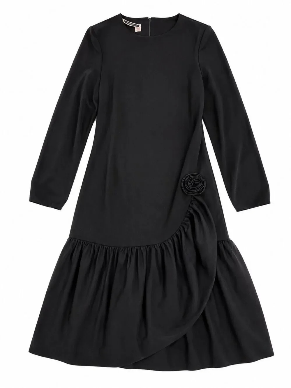 Umba for Parves Feinstein Black Vintage Rosette Ruffle Dress Size Small See Meas